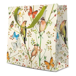Darčeková taška stredná - Birds and Butterflies 17x6x17 cm